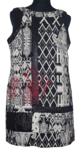 Desigual Sz 46 / 18 AUS Black White Red Embroidered Lined Mini Short Dress - Picture 1 of 4