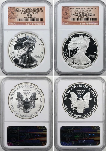 2012-S Reverse Proof Set PF69 NGC Silver Eagle EARLY San Francisco Label PR