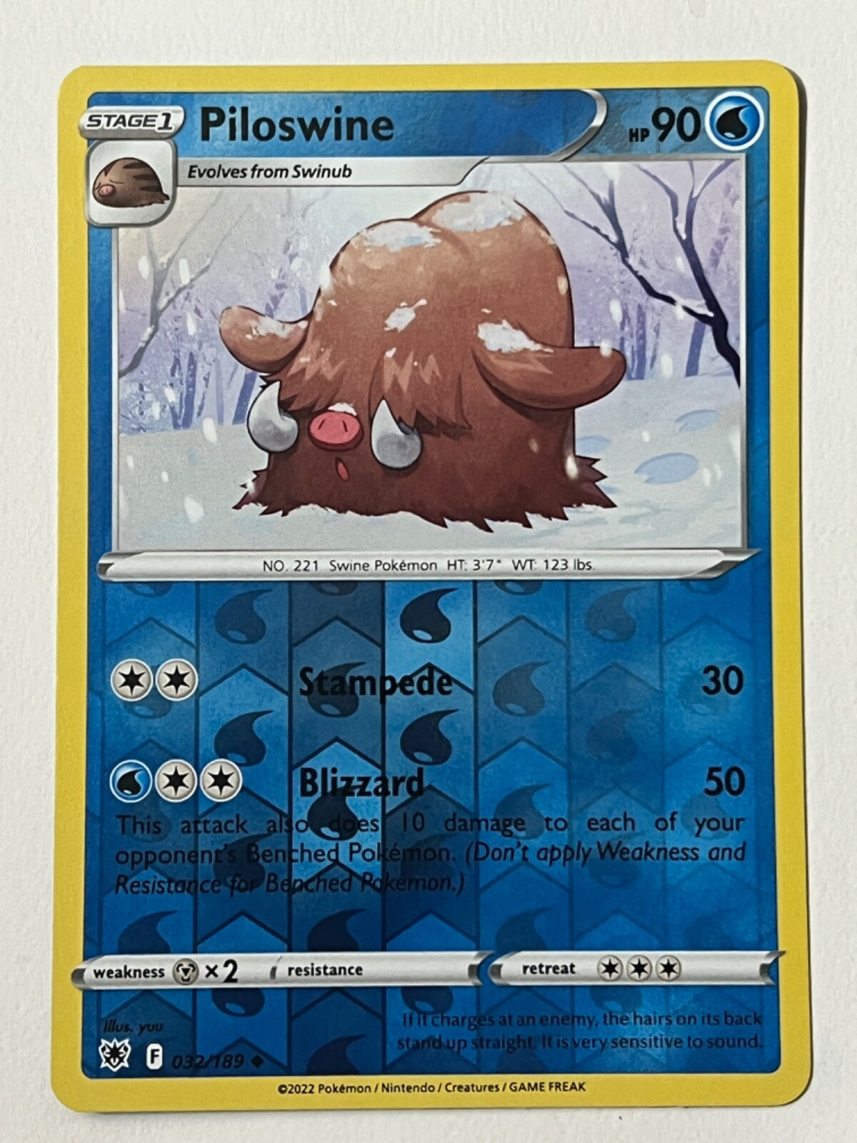 Piloswine 032/189 Reverse Holo Uncommon Astral Radiance Pokemon Pack Fresh