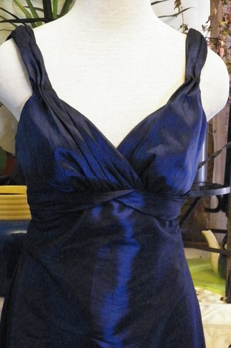 Jim Hjelm blue taffeta bridesmaids evening long dress 10 - Picture 2 of 4