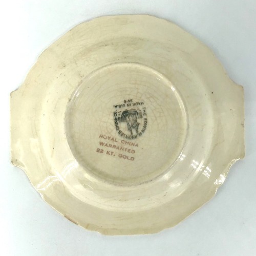 Vintage Dessert Plates Edwin M Knowles China Co Floral 22 K Gold USA Set of 3 - Picture 4 of 11