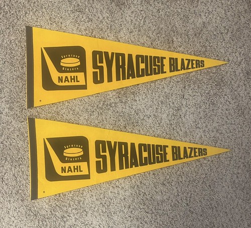 (2) NAHL Syracuse Blazers Vintage Team Logo Hockey Pennants