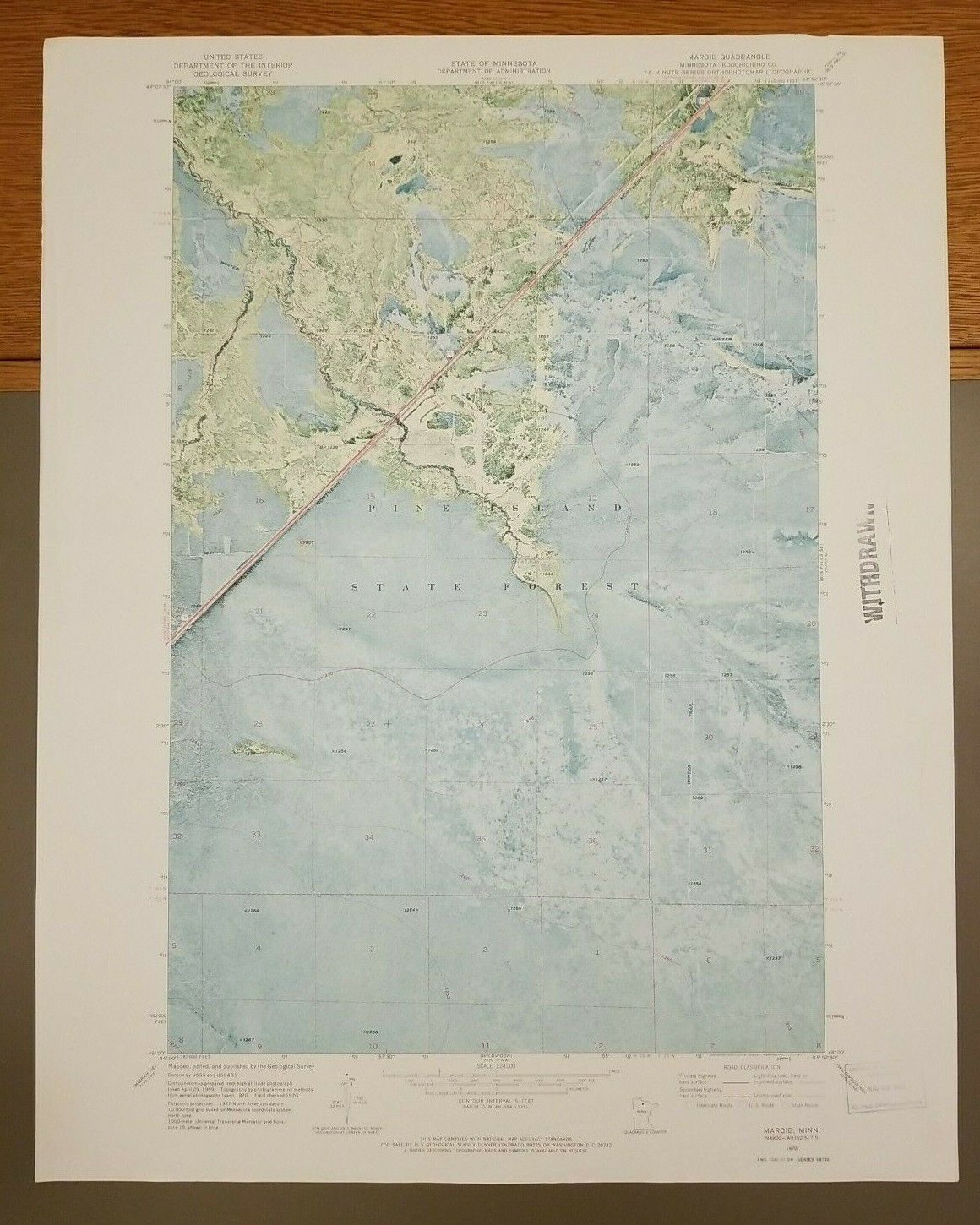 Margie, Minnesota Original Vintage 1970 USGS Topo Map 27