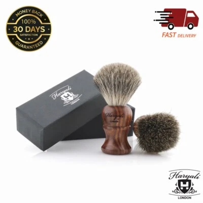 HARYALI LONDON Men Shaving Bear Brush Hair Shave Best Badger Resin Handle Razor Barber Tool UK