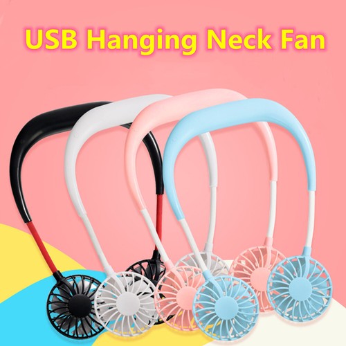 Portable Rechargeable Neckband Lazy Hanging Dual Cooling USB leafless Neck Fan . - Picture 11 of 20