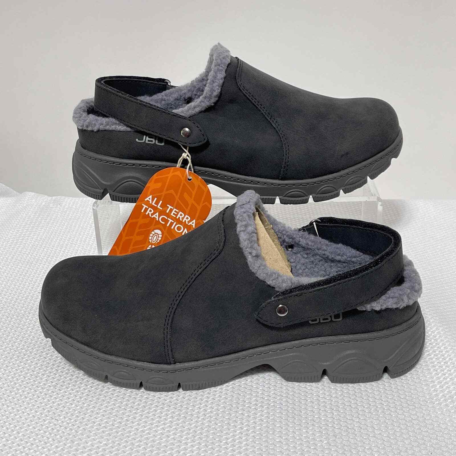 JBU by Jambu Clogs Women's 6.5 Black Suede Fur Lined Slingback Mule