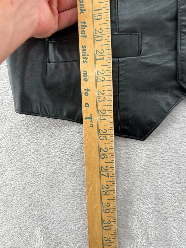 Chaleco De Colección Cuero Diamante Para Hombre 46 Negro Cuero Forrado EE. UU. Western BIKER Foto 4 de 4