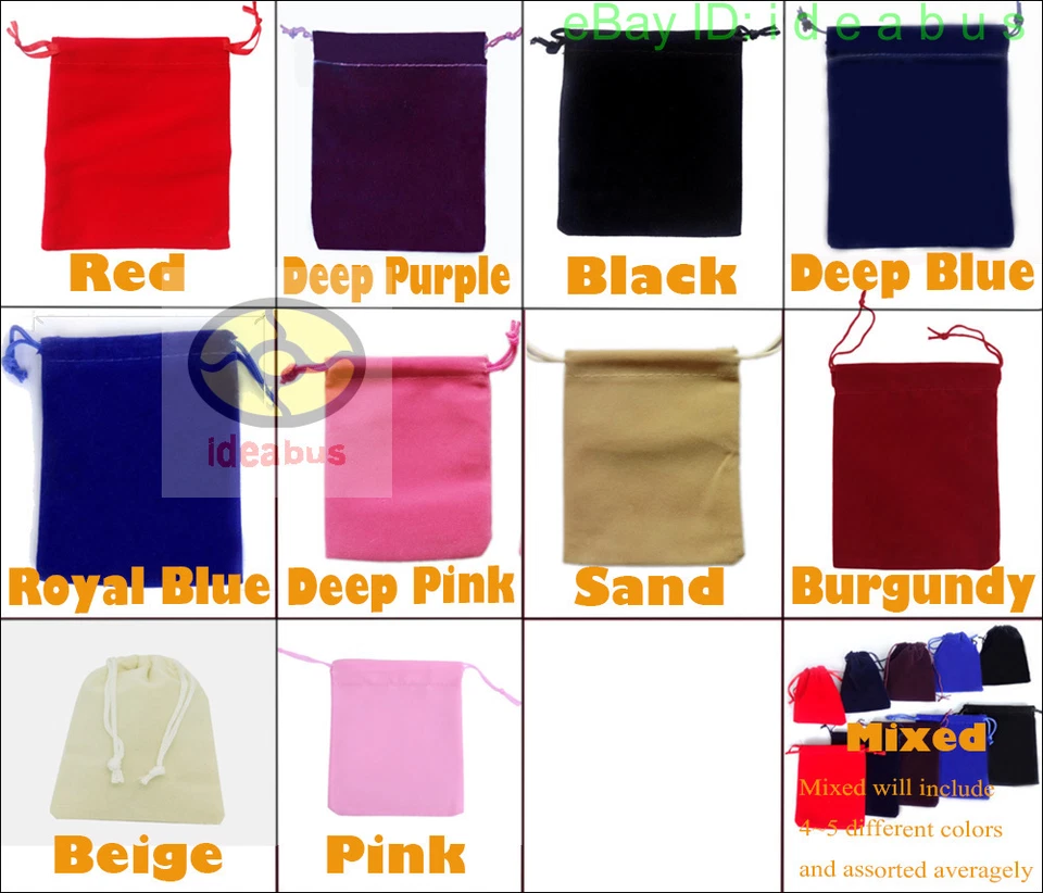 12/25/50/100 un. Bolsa de terciopelo para joyería boda fiesta favor bolsa de regalo 4x3" 4,7"x3,5" Foto 4 de 4