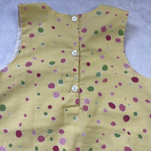 Vintage Candyland Smocked Cupcake Sleeveless Dress Girls 6 Colorful Polka Dot - Picture 11 of 13