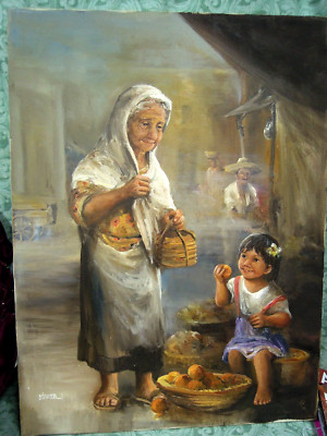 Den-530  Dianne DENGEL oil painting ''MARKETPLACE CHILD''; 24'' X 18''