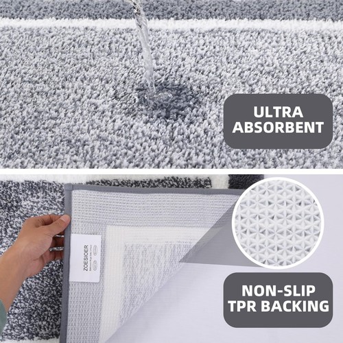 Bathroom Rugs Sets 3 Piece with U-Shaped Contour Toilet Mat Shower Rugs Absor... - Picture 5 of 6