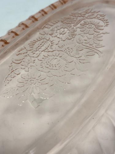 Mayfair Open Rose Pink Depression Glass Serving Bowl 1930's Anchor Hocking - Picture 8 of 13