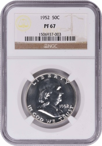 Franklin mezzo dollaro 1952 PR67 NGC - Foto 1 di 4