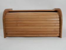 Wood Bread Box Roll Top Lid 15 x 9x 7.5 blond...