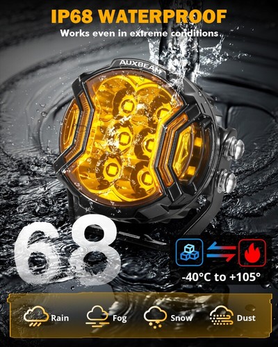 Auxbeam 3Inch 108W Side Shooter LED Pods Amber DRL/Spot Light Offroad Fog Lights - Bild 8 von 12