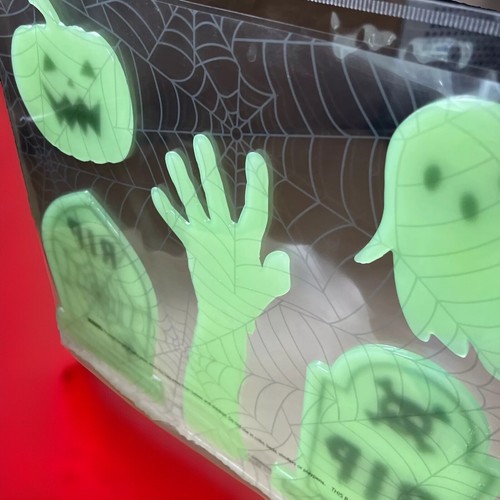 Halloween Glow In The Dark Gel Clings Reusable Window Stickers 5 Pc Graveyard - Picture 8 of 8