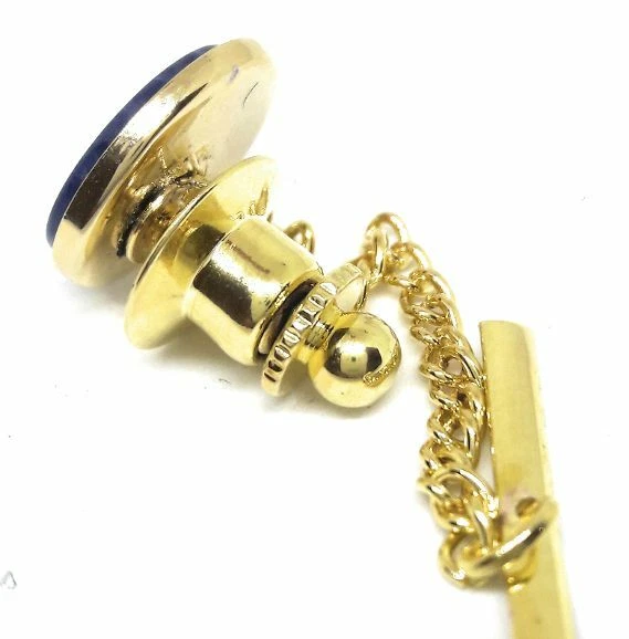 GENUINE OVAL SODALITE TIE TACK 18KT GOLD PLATED - Image 2 of 4