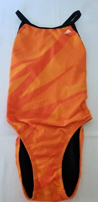 Adidas Women's Shock Energy Vortex Back One Piece Swimsuit Orange Size 30