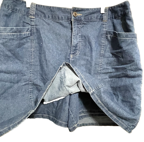 VTG White Stag Denim Skort Skirt Women 14 Average Blue Stretch Pockets Free Ship - Picture 3 of 7