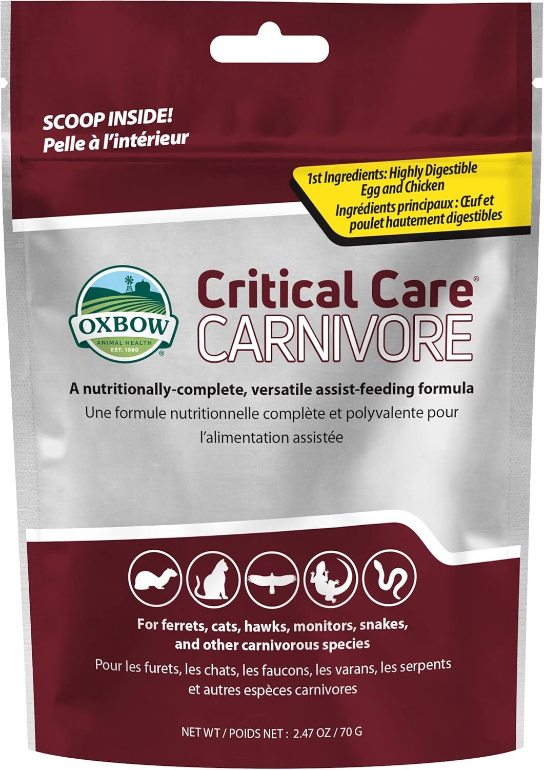 Oxbow Animal Health Critical Care, Carnivore, 70 Gram 2.47 Ounce (Pack of 1)