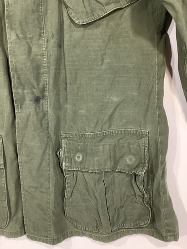 Cappotto vintage epoca Vietnam esercito militare USA OG-107 tasca inclinata strappo taglia S - Foto 2 di 12