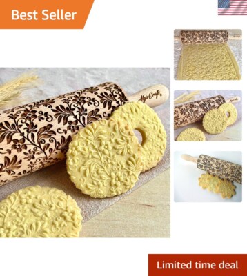 Gift-Ready Floral Embossing Rolling Pin - Elevate Your Baking Experience