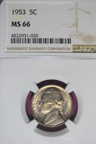 1953 - NGC MS66 Jefferson Nickel! #B45913