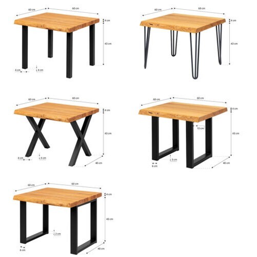 Mesita Baja Madera Maciza Baumkante Mesa Auxiliar Mesa de Salón