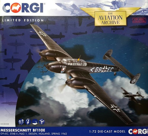 Corgi Messerschmitt Bf 110E Stab II./NJG 1 Deelen 1/72 diecast model aircraft - Picture 8 of 12