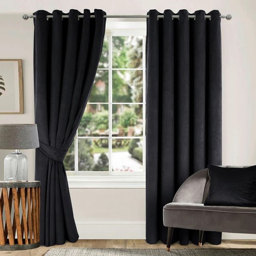 Thick Velvet Curtains Blackout Ring Top Eyelet Curtains Ready Made Fully Lined - Picture 25 of 36