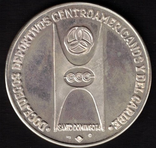 Médaille République Dominicaine Saint-Domingue Jeu Taino Balle De 1974 Argent - Picture 2 of 2