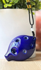 Dexterous 6 Hole Soprano C Gem Blue Glaze Pendant Ceramic Ocarina - Great Gift 