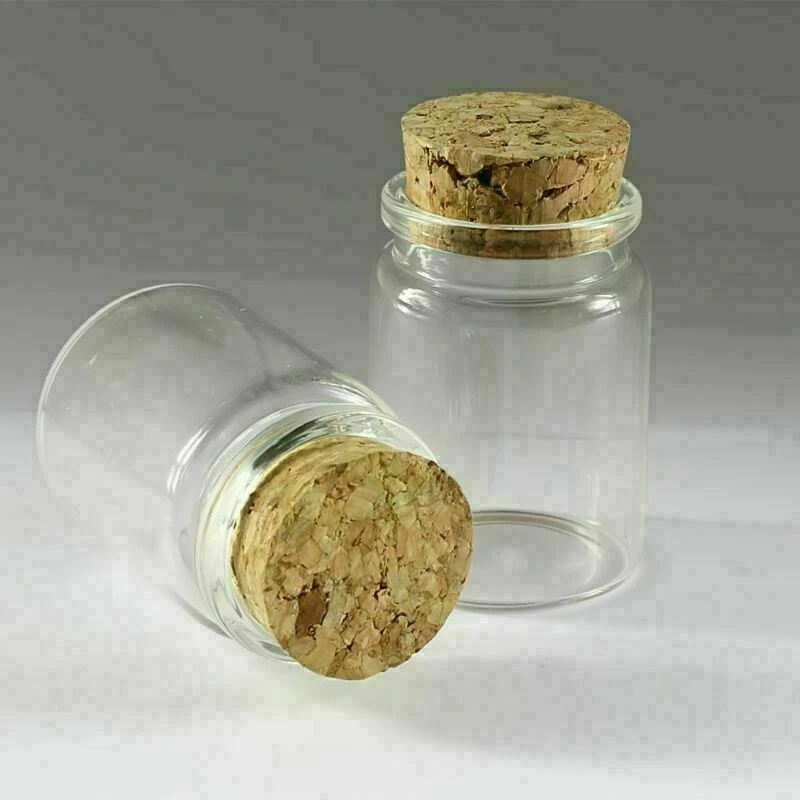 35ML 10Pcs Empty Sample Vials Clear Glass Bottles with Corks Jars Containers