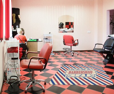 3D Colorful Stripes P100 Barber Shop Non Slip Rug Mat Elegant Photo Carpet Panda