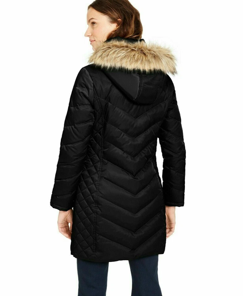 Kenneth Cole Reaction Women’s Down Puffer Jacket Hooded Black XS NEW RRP $245 - Image 2 of 4