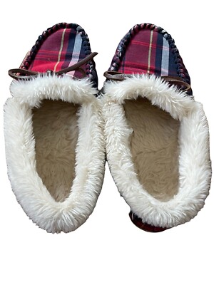 J. Crew Factory Stewart Tartan Plaid Moccasin Slippers Size  display picture 1