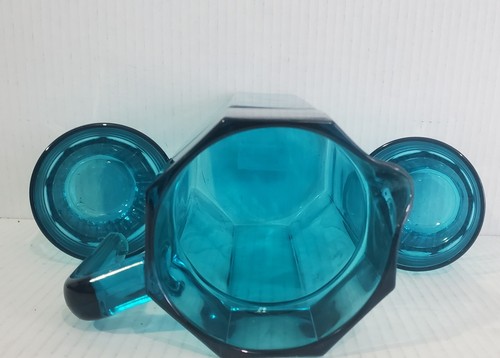 2018 IKEA  Pitcher & Glasses x 6 - SOMMAR - Deep Turquoise - Octagon - 8.5" Tall - Picture 8 of 11