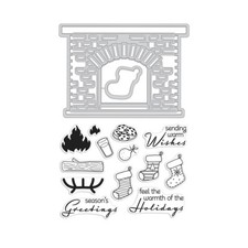 Hero Arts Stamp  Cut "WINTER HEARTH" Clear Stamps With Coordinating Dies Bundle