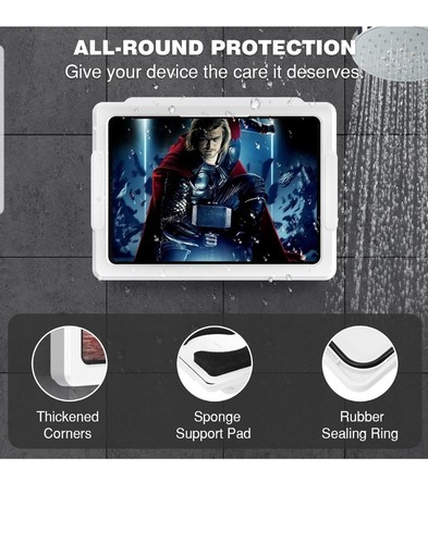 Shower Tablet Holder, Stretchable Waterproof iPad Holder Fit All Devices Up 11" - Zdjęcie 7 z 9