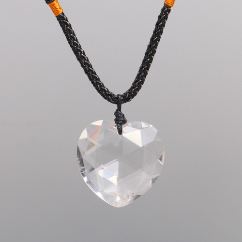Collar curativo colgante corazón facetado cristal prisma ahumado cuarzo transparente natural - Imagen 15 de 16