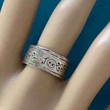 Vintage 925 Sterling Silver Filigree Design Ladies Band Ring Size 8.75