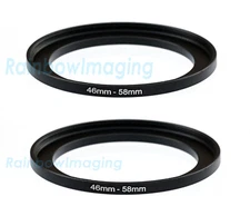(2 Pcs ) 46-58mm Stepping 46 mm to 58 mm Metal Step Up Lens Filter Ring Adapter