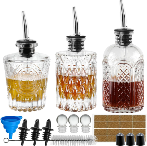 Kaffeesirup Spender Olivenöl Flasche Honigkanne 3er Set, Vintage Glas Bot... - Bild 2 von 12
