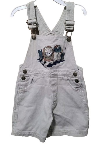 Lion Vintage Overalls Kids Size 4T 90s Era Great Condition Tan Jungle Cat - Picture 2 of 8