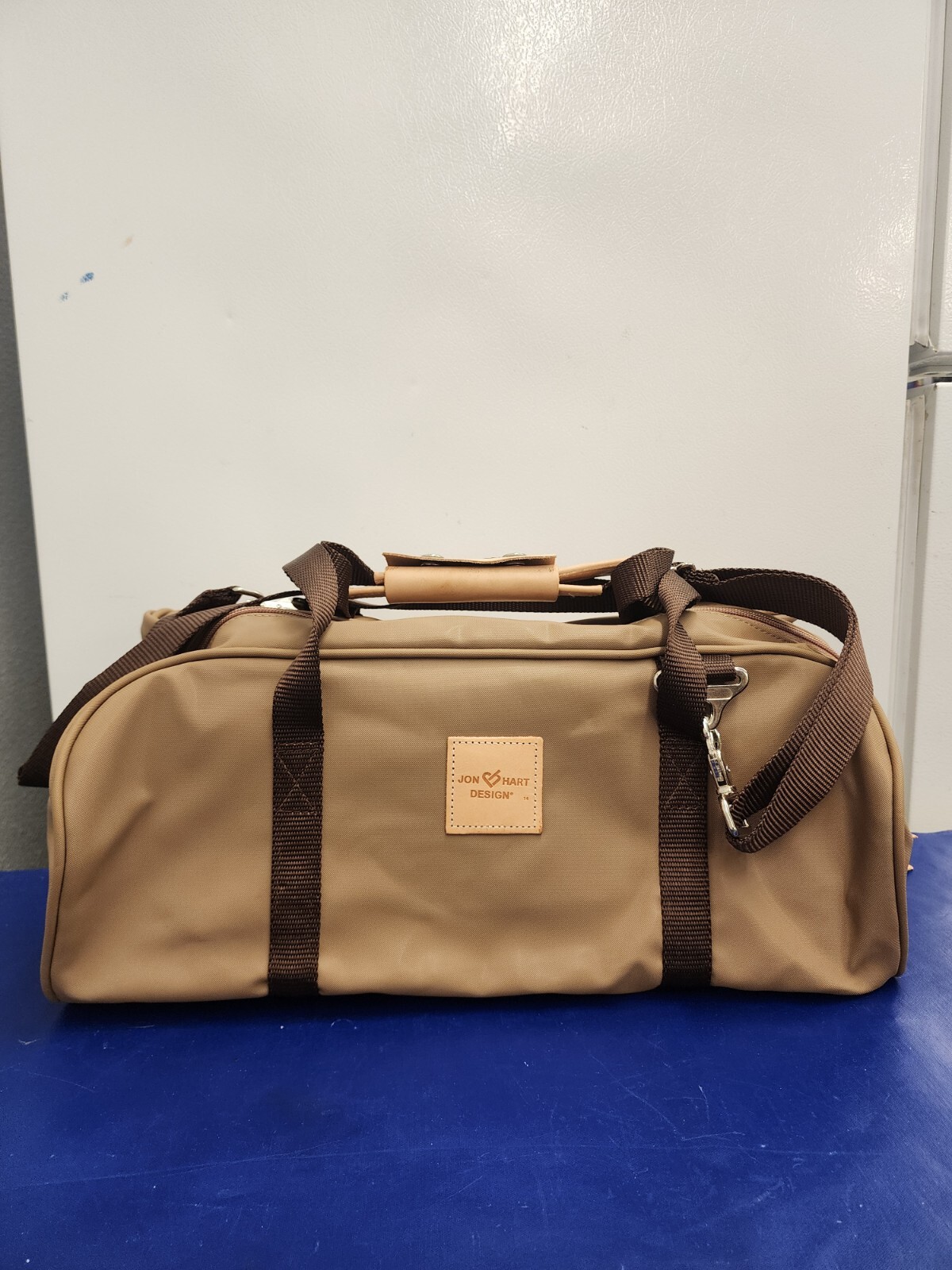 Jon Hart Large Round Monogrammed Brown Duffle Bag Gem