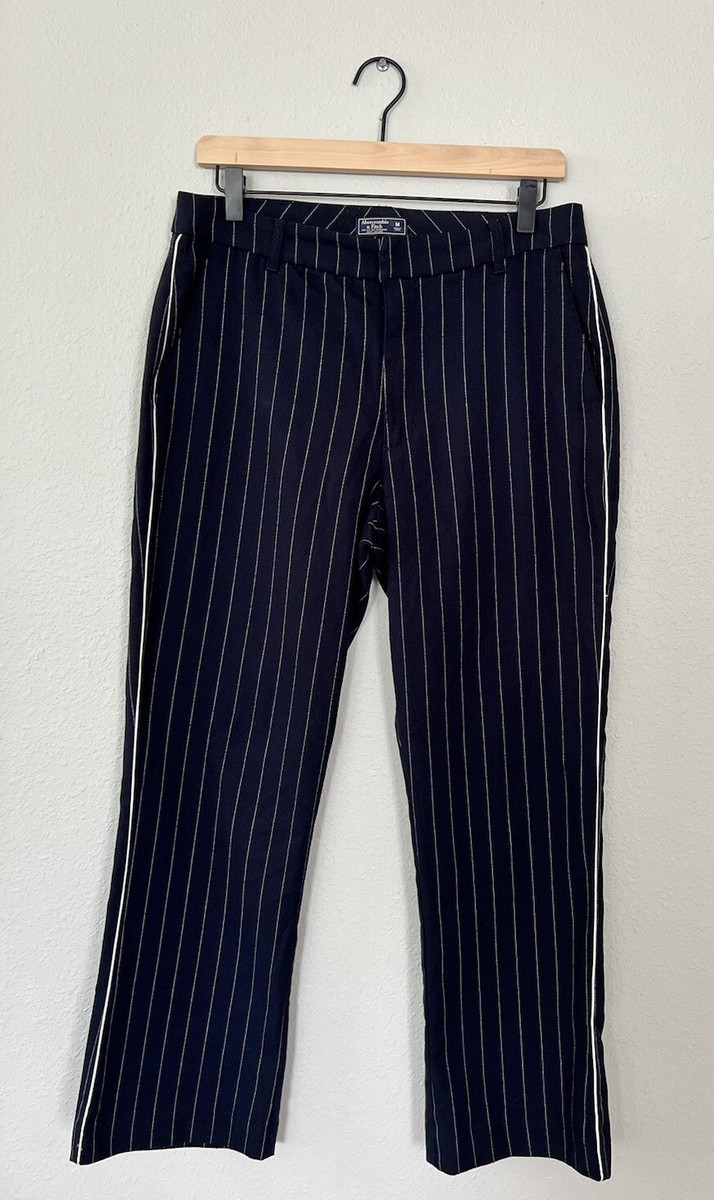 Abercrombie & Fitch Pinstripe Navy White Trim 9-5 Dress Pants Sz