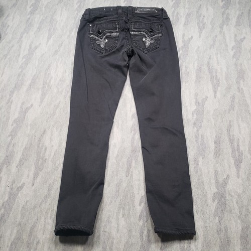 Rock Revival Jeans Womens 27 Black Betty Easy Skinny Low Rise Bling - Picture 12 of 14