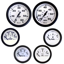 FARIA EURO WHITE BOX SET INBOARD SPEEDO TACH FUEL VOLTS