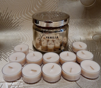 PARTYLITE  SET 3 Docht Duftwachsglas + 12 Teelichter  VANILLA