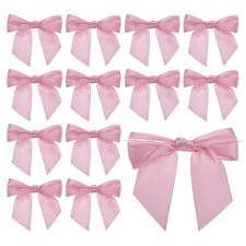 4.5" Twist Tie Satin Bow, 36Pcs Premade Satin Ribbon Bow, Light Pink